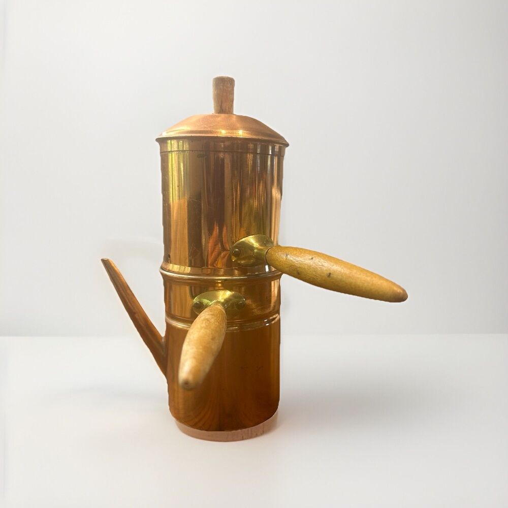Vintage MCM Copper Coffee Maker Drip Flip Pot Caffettiera Incomplete